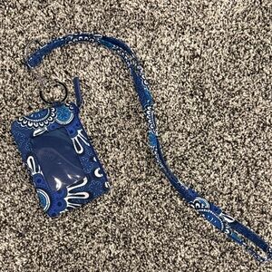 Vera Bradley Blue Patterned ID Holder with Lanyard